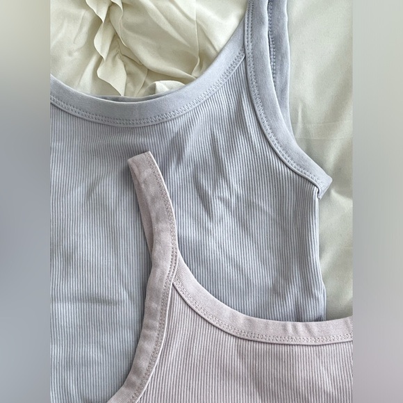 2 fitted Ribbed Full length Tank Tops.  *NOT CROPPED - Picture 2 of 6